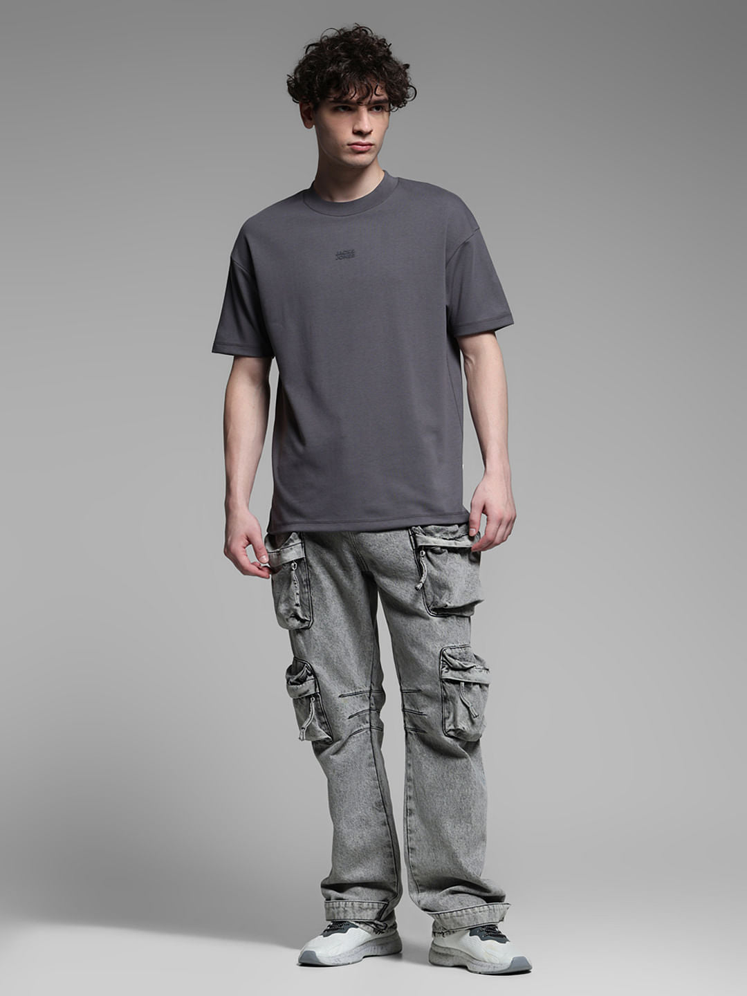 Knitted Crew Neck T-shirt - Grey