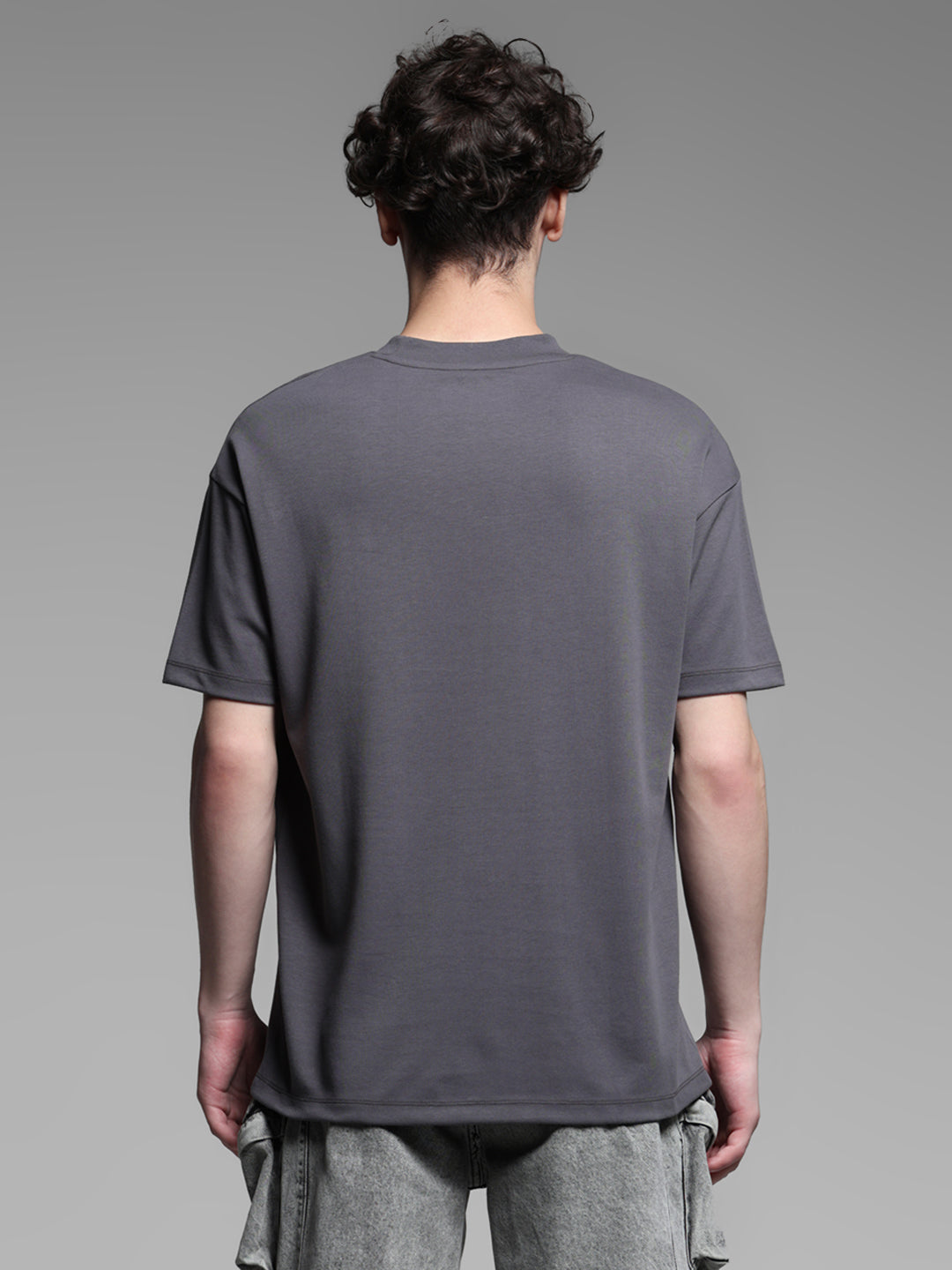 Knitted Crew Neck T-shirt - Grey