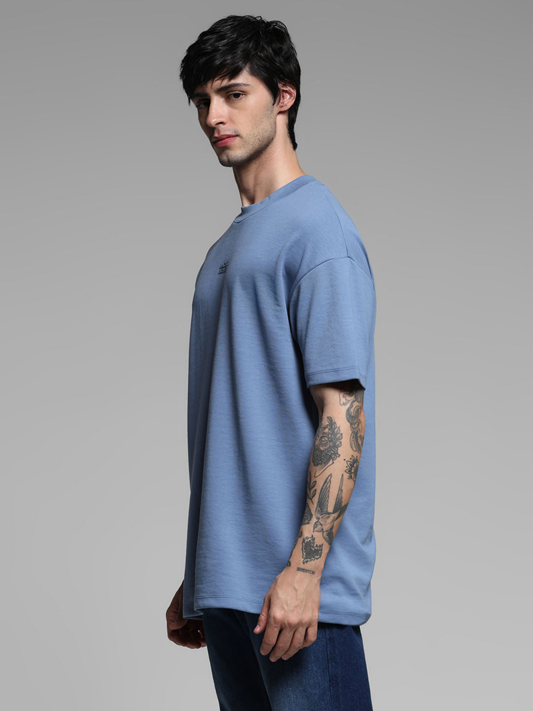 Blue Logo Text Knitted T-shirt