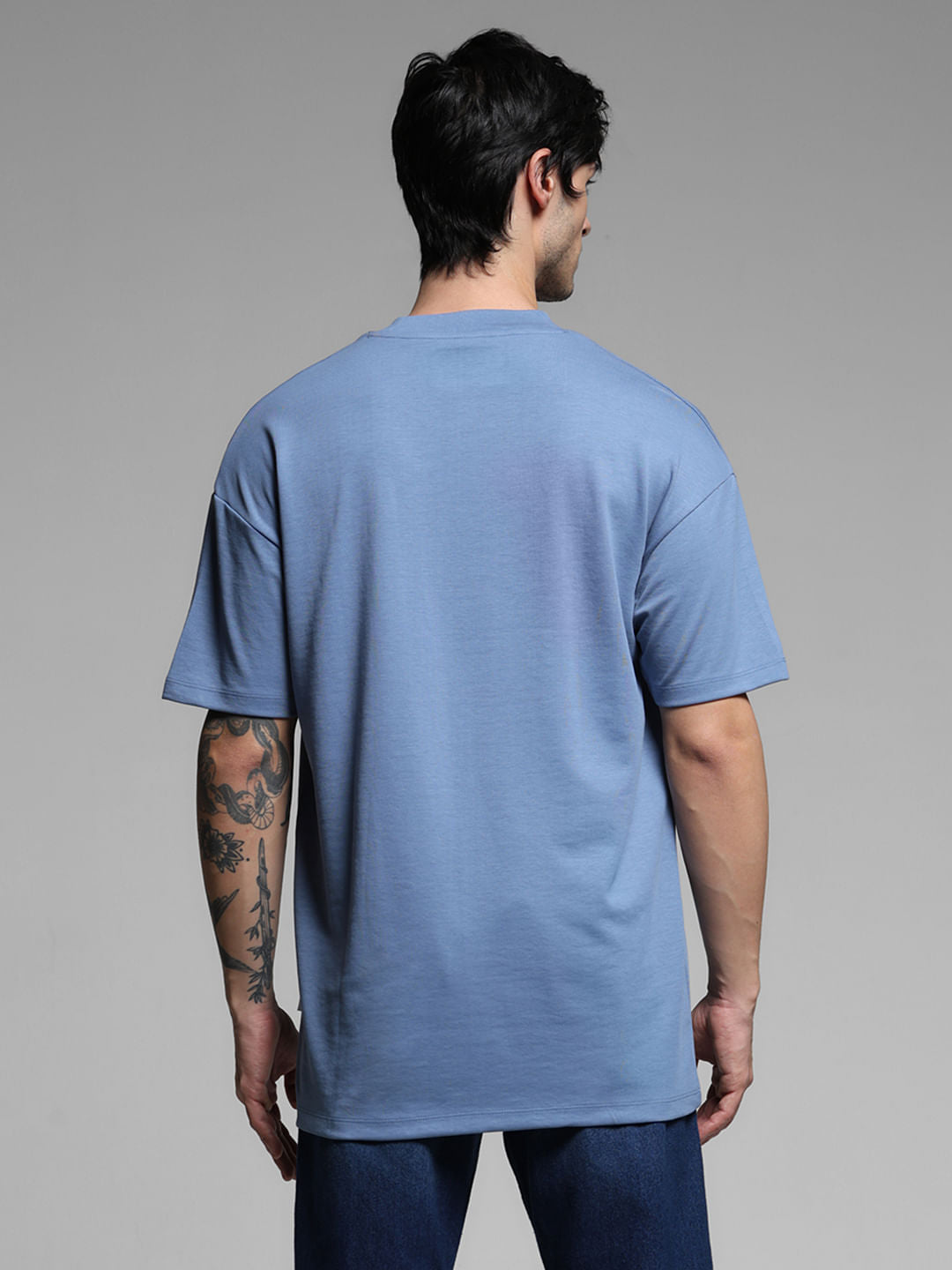 Blue Logo Text Knitted T-shirt