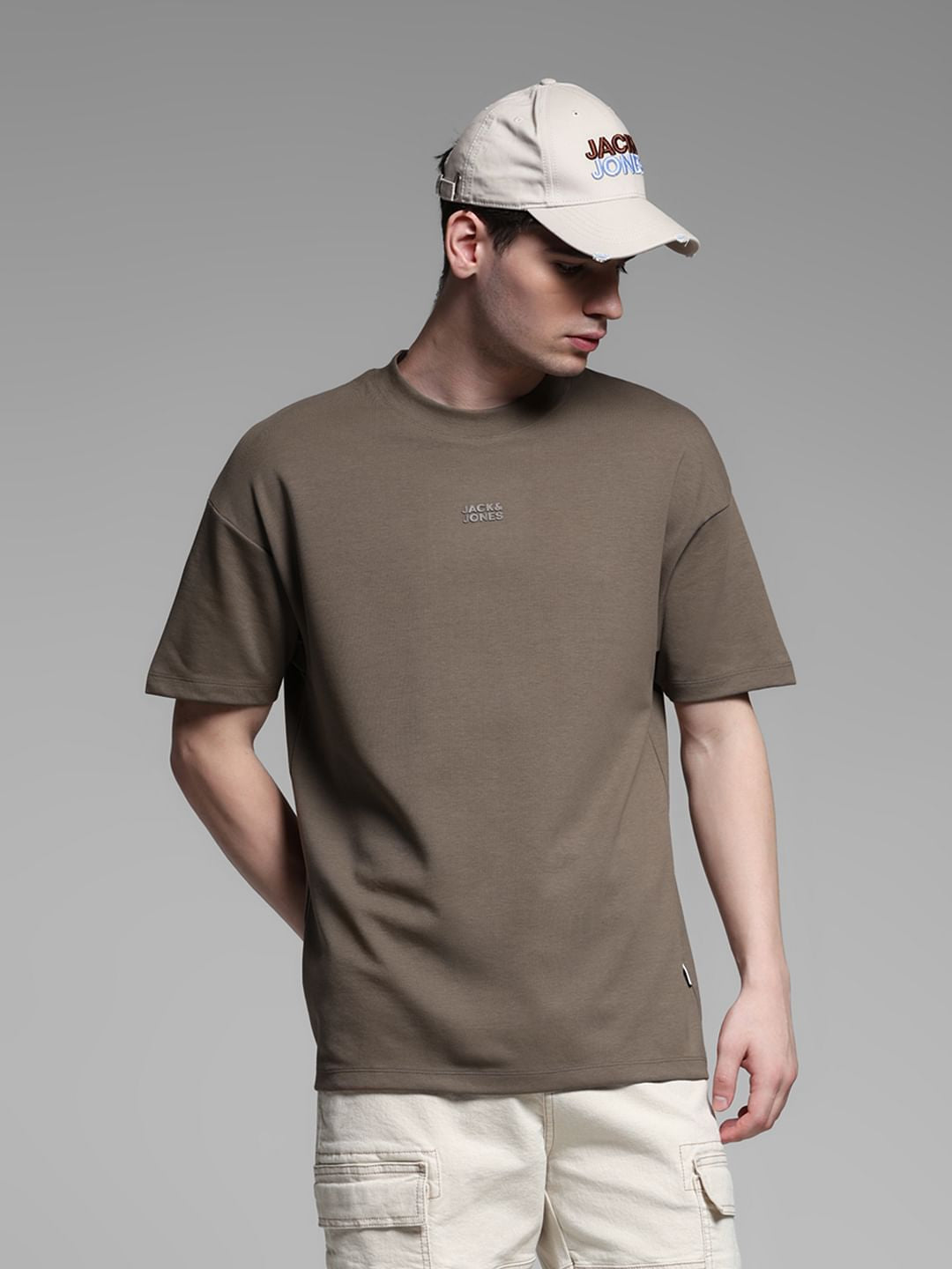 Knitted Crew Neck T-shirt - Brown