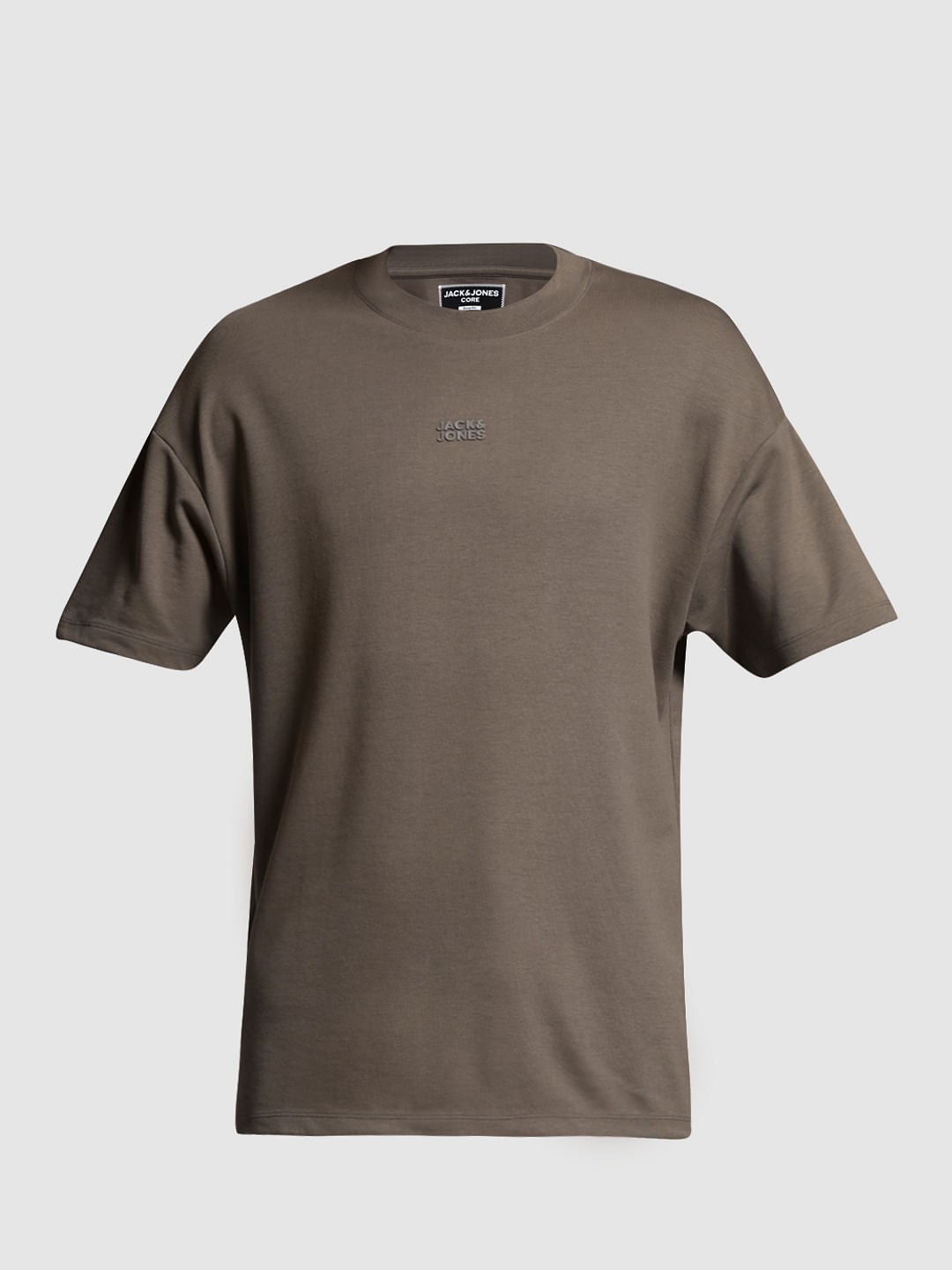 Knitted Crew Neck T-shirt - Brown