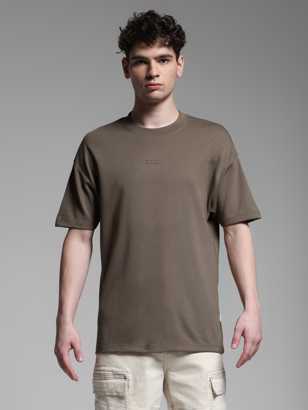 Knitted Crew Neck T-shirt - Brown