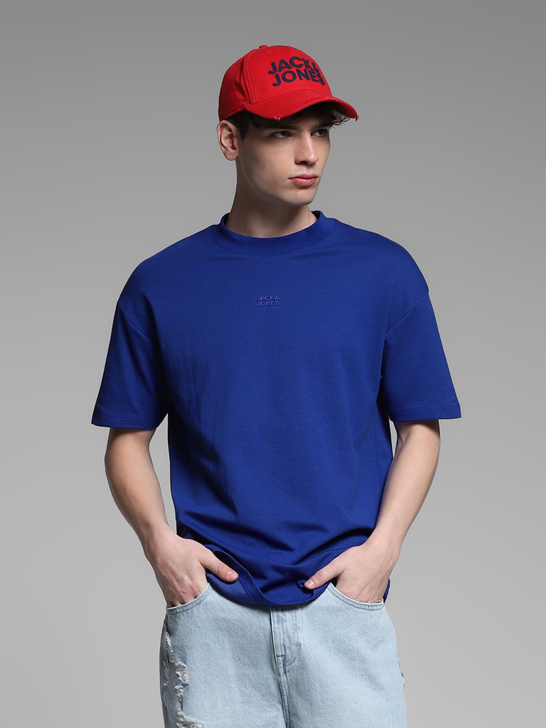 Dark Blue Knitted Oversized T-shirt