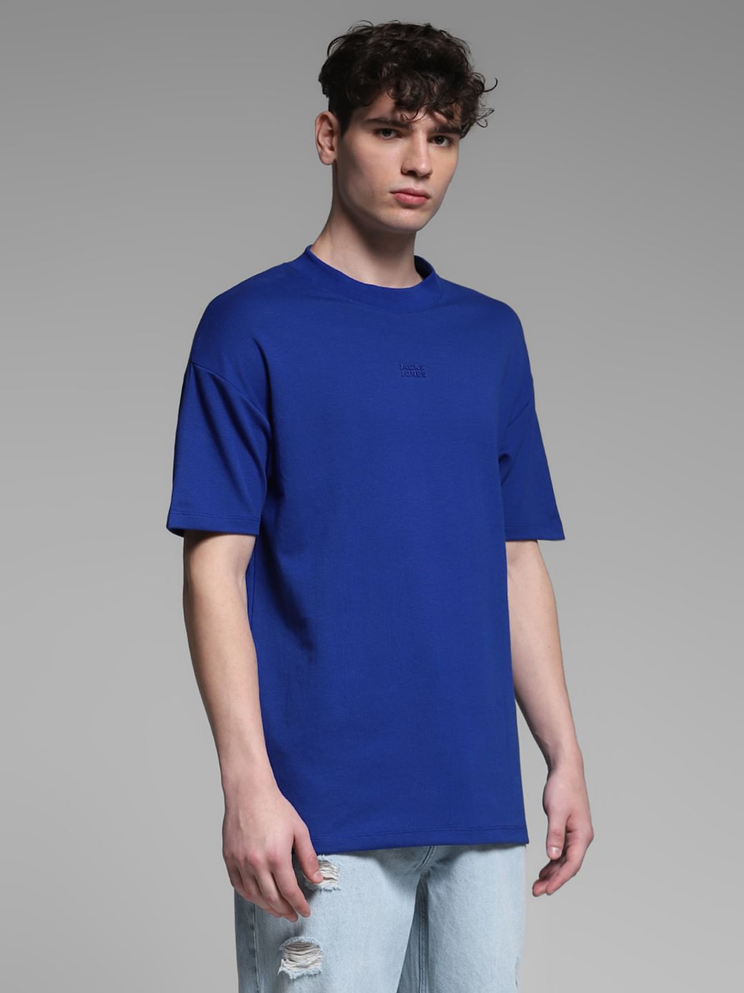Dark Blue Knitted Oversized T-shirt