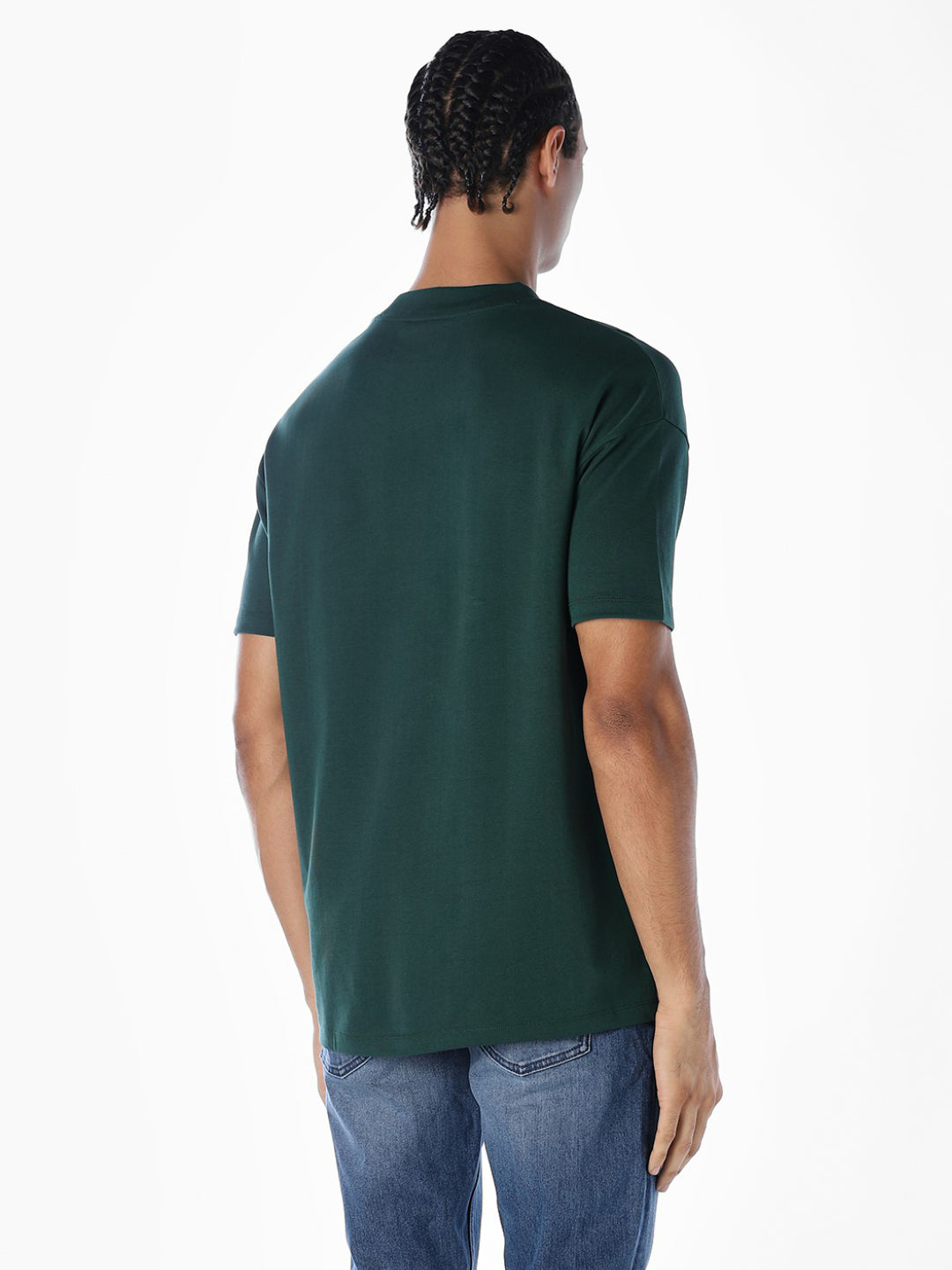 Logo Text Oversized Knit T-shirt - Dark Green