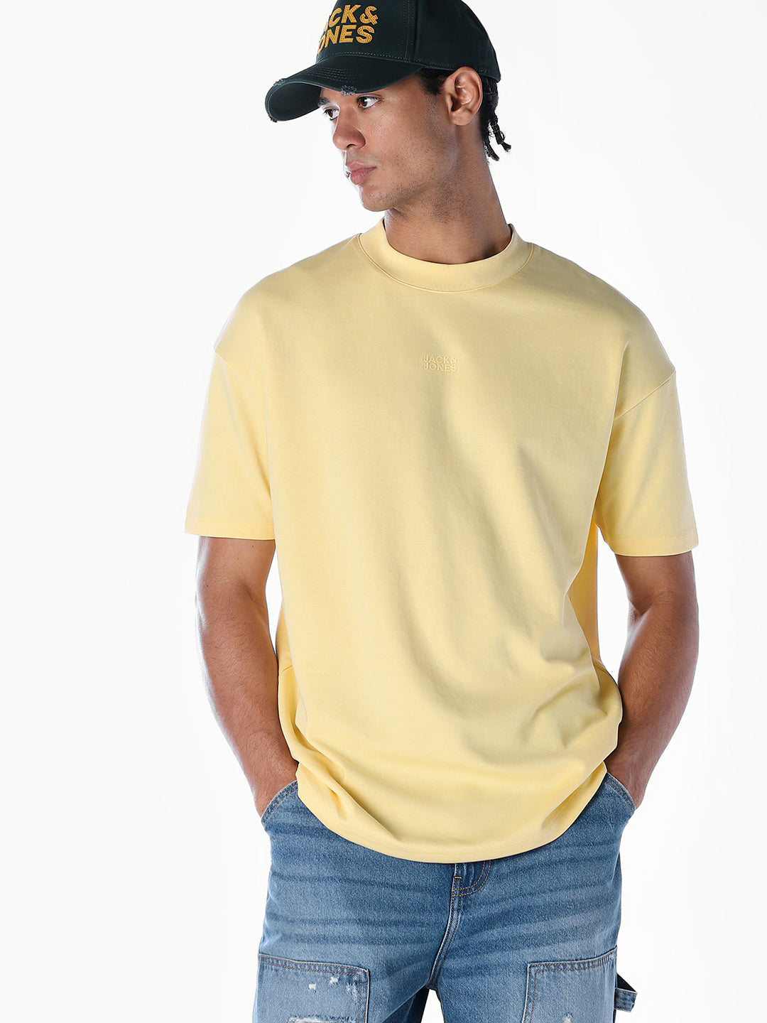 Logo Text Oversized Knit T-shirt - Yellow