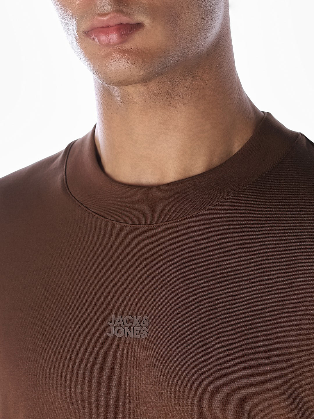 Logo Text Oversized Knit T-shirt - Dark Brown