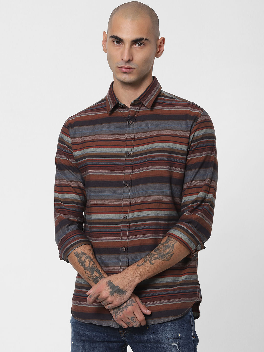 Red Striped Full Sleeves Shirt