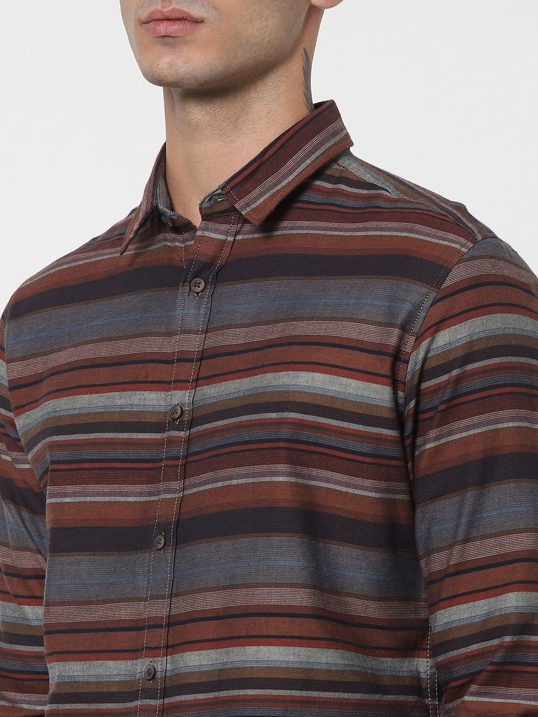 Red Striped Full Sleeves Shirt