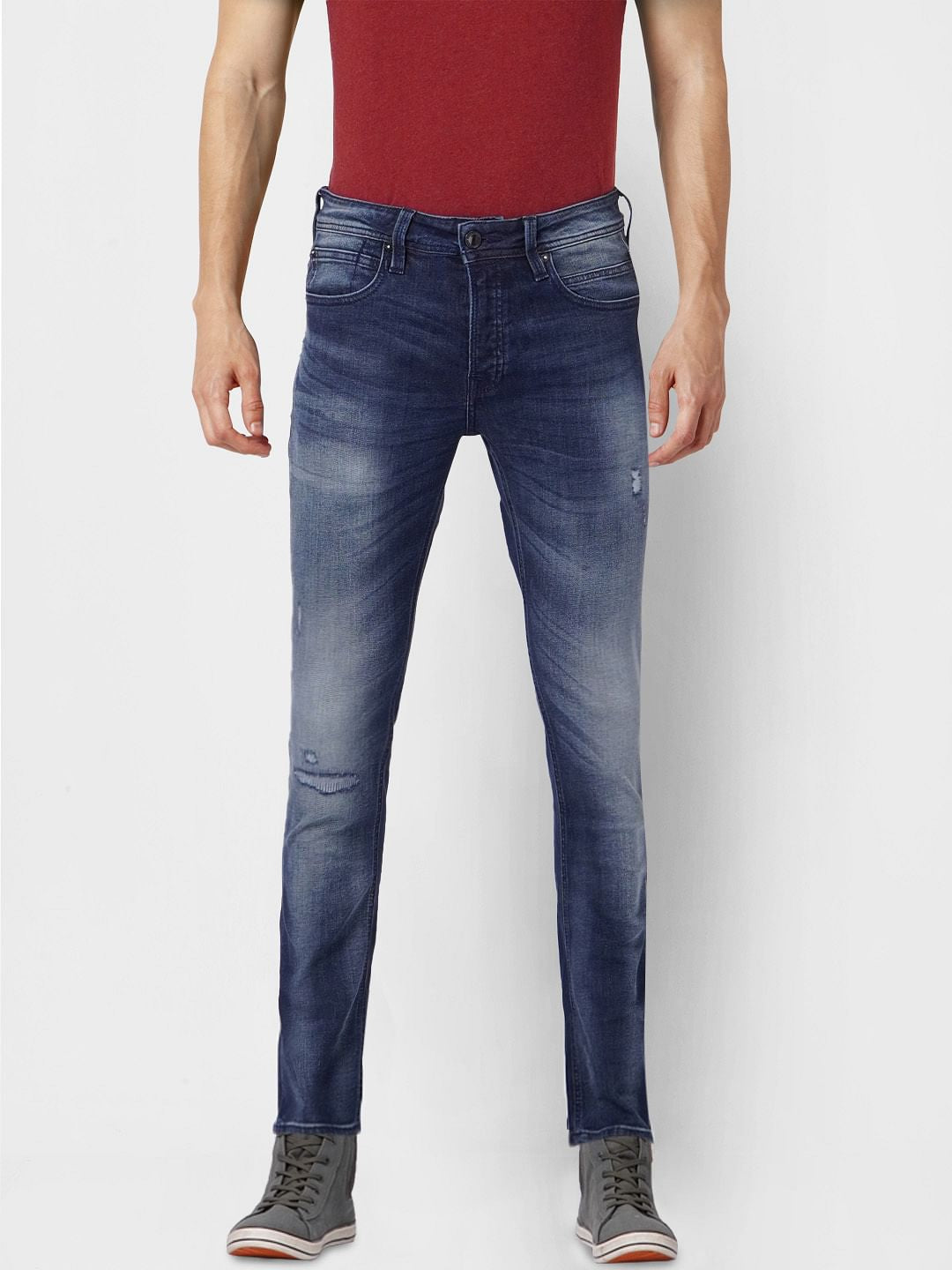 Blue Mid Rise Clark Regular Fit Jeans