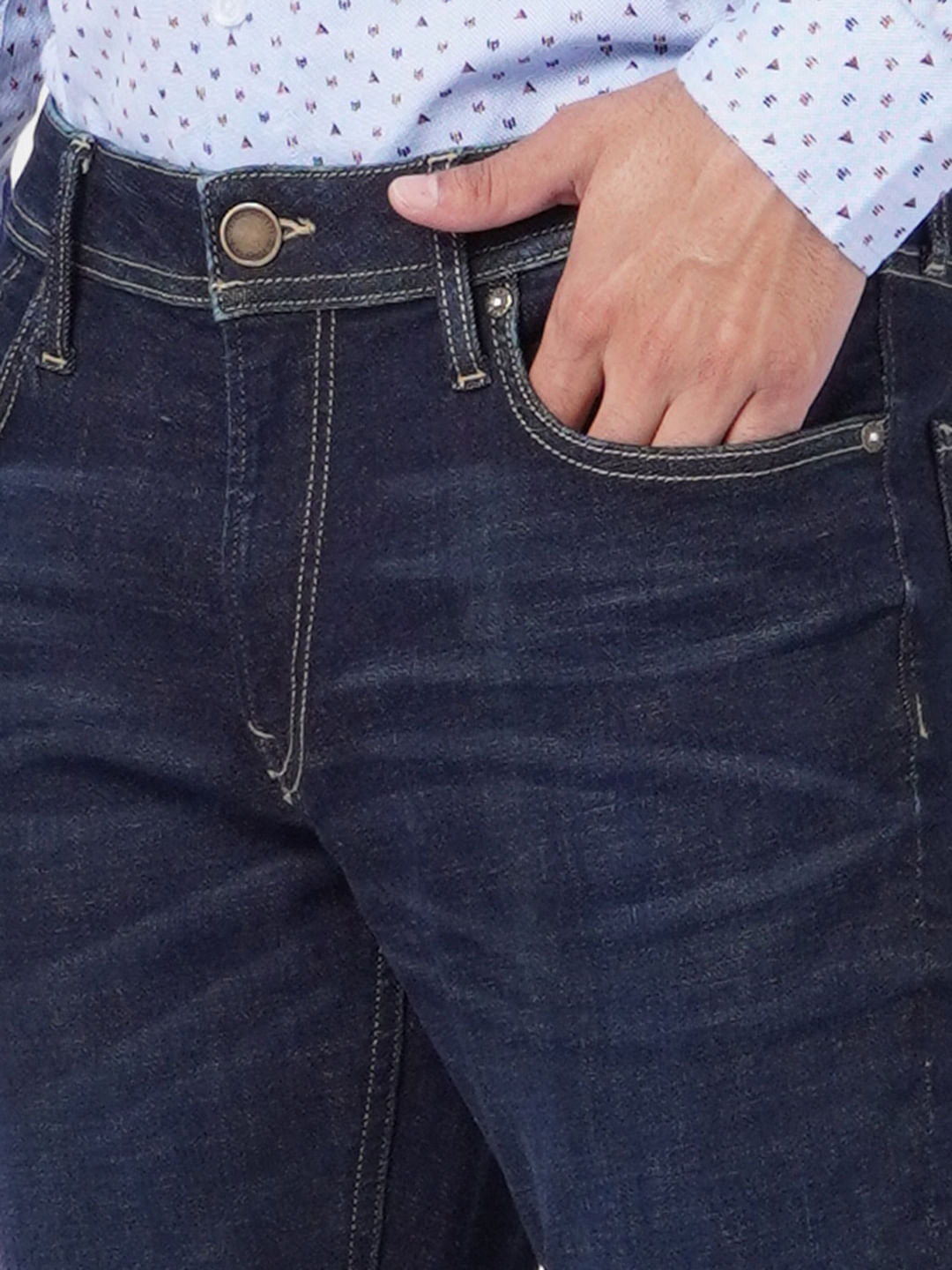 Blue Mid Rise Clark Regular Fit Jeans