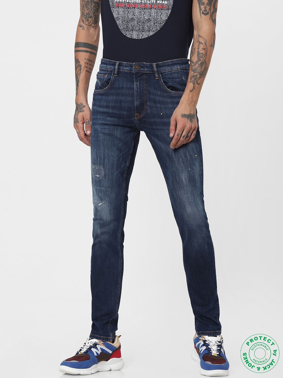 Blue Low Rise Ripped Liam Skinny Jeans