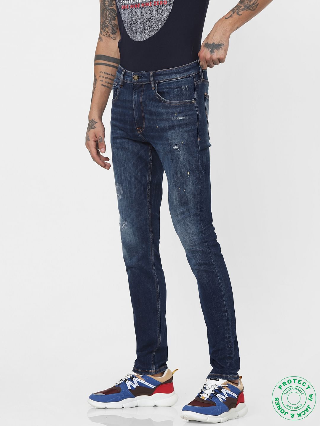 Blue Low Rise Ripped Liam Skinny Jeans