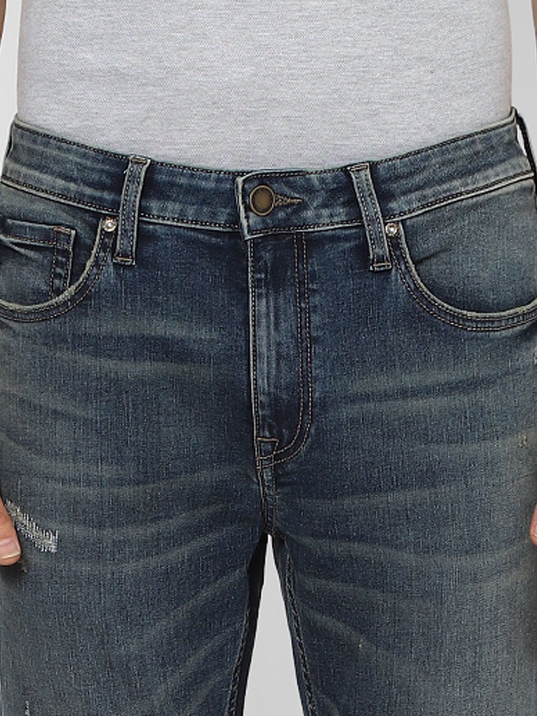 Blue Low Rise Liam Skinny Torn Jeans