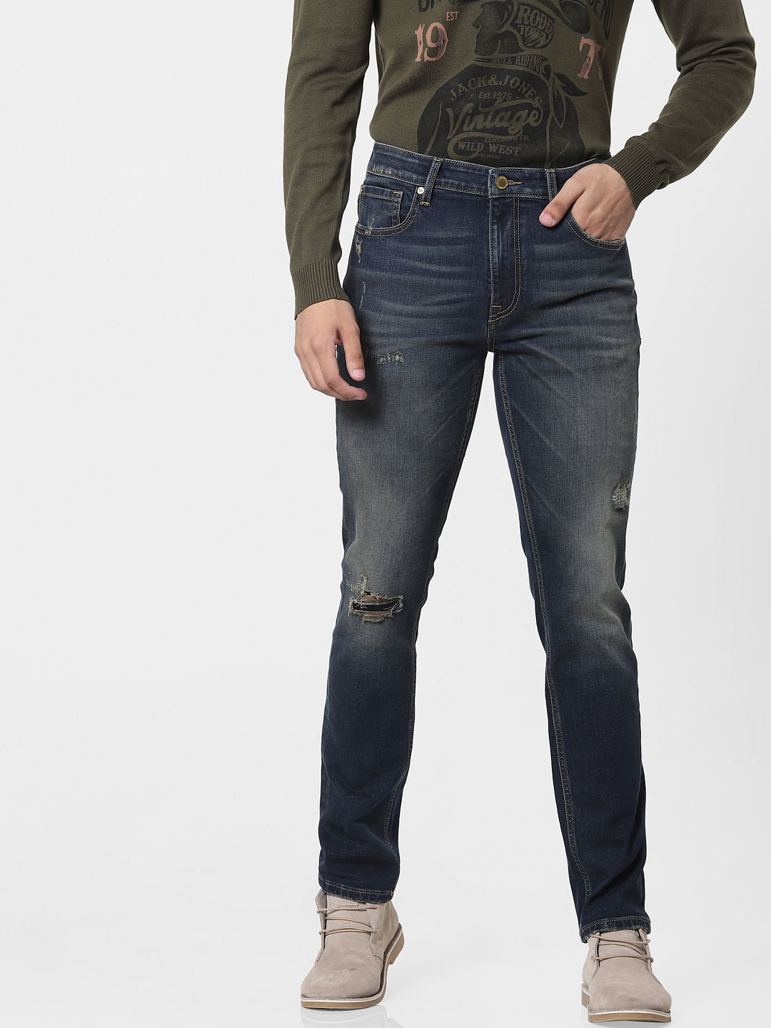 Blue Low Rise Glenn Slim Jeans