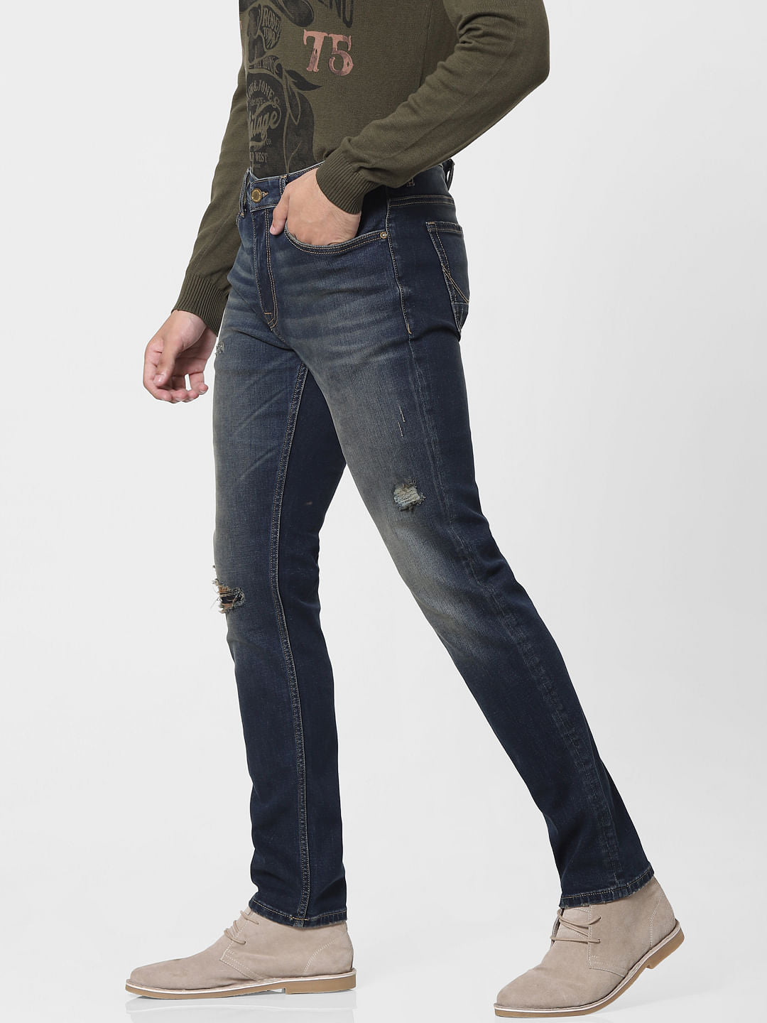 Blue Low Rise Glenn Slim Jeans
