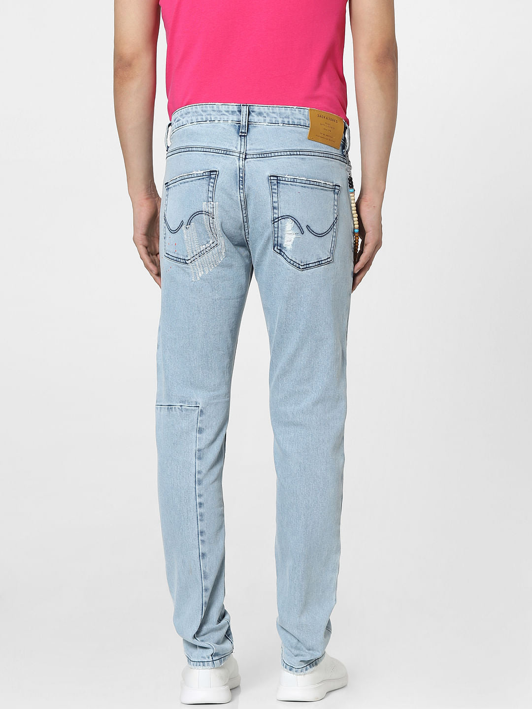 Blue Low Rise Tim Anti Fit Torn Jeans