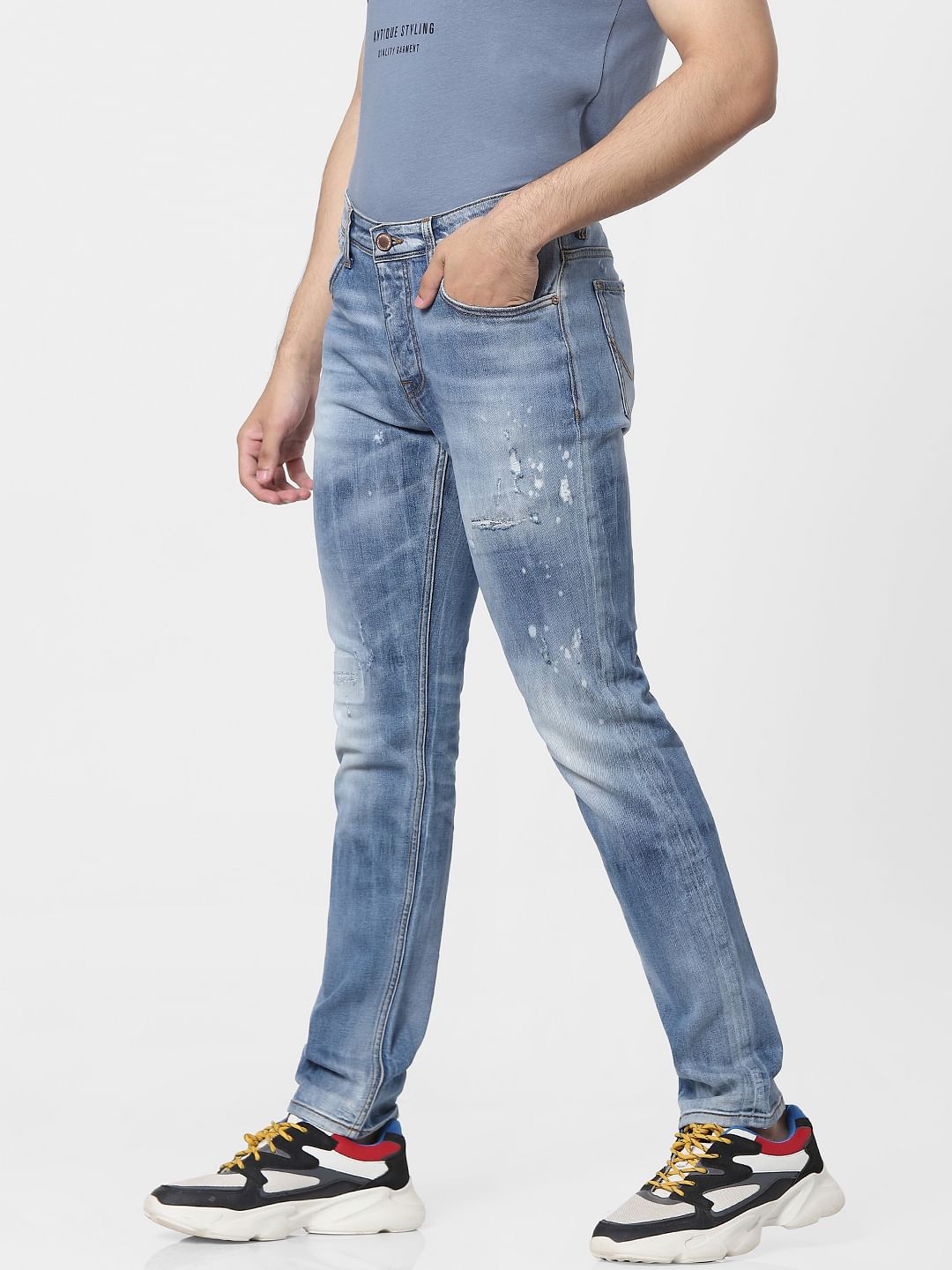 Blue Low Rise Glenn Slim Jeans