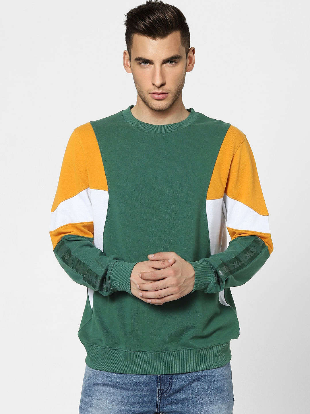 Green Colourblocked Sweatshirt