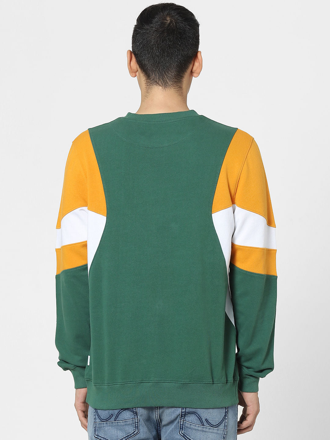 Green Colourblocked Sweatshirt