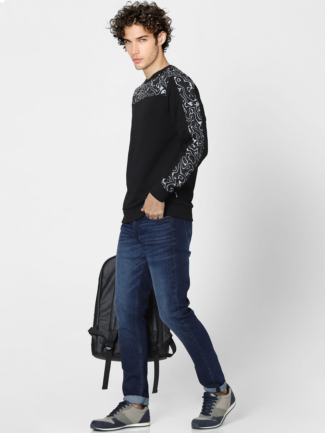 Black Printed Sweatshirt