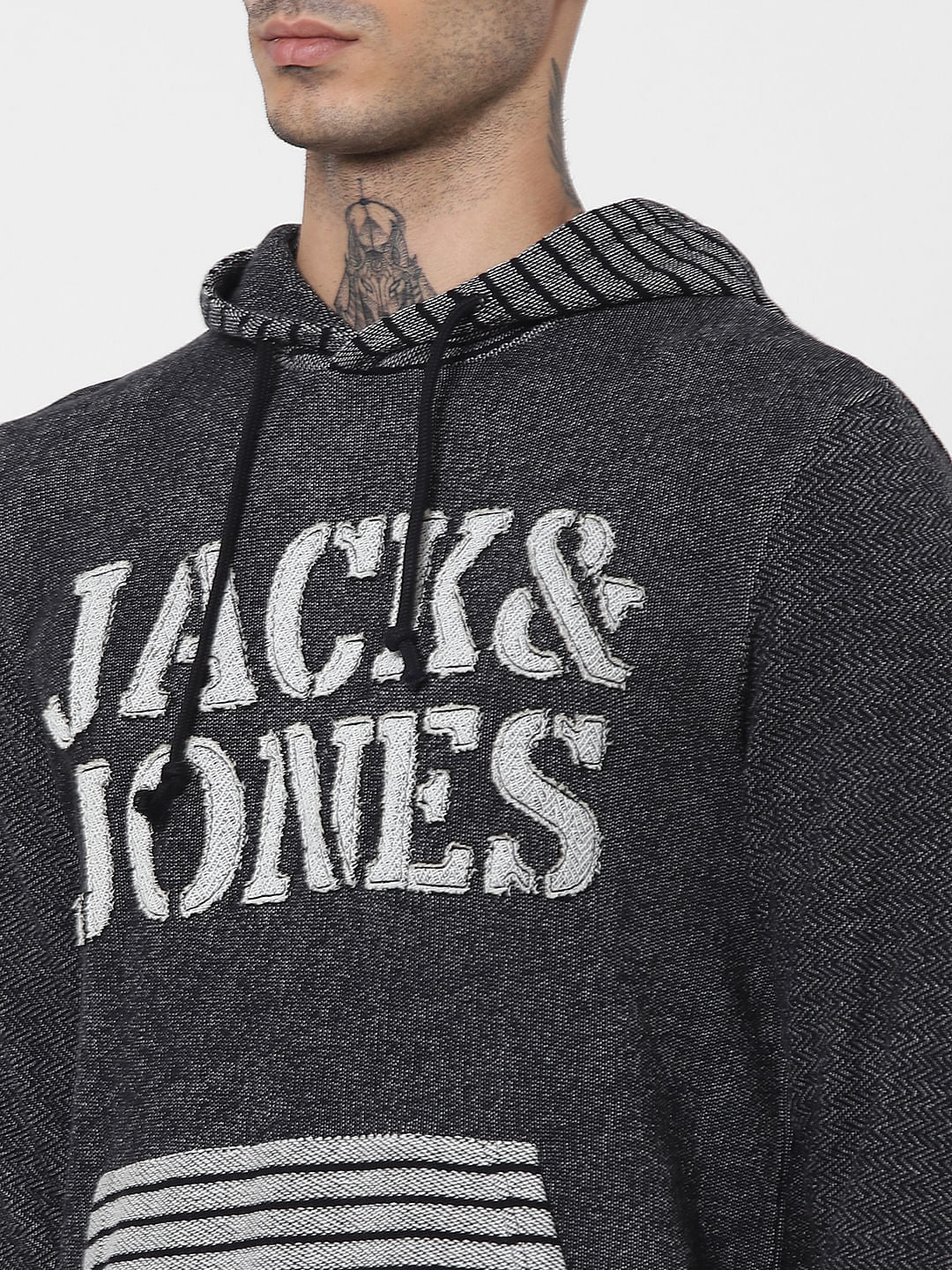 Black Logo Print Hooded Sweatshirt