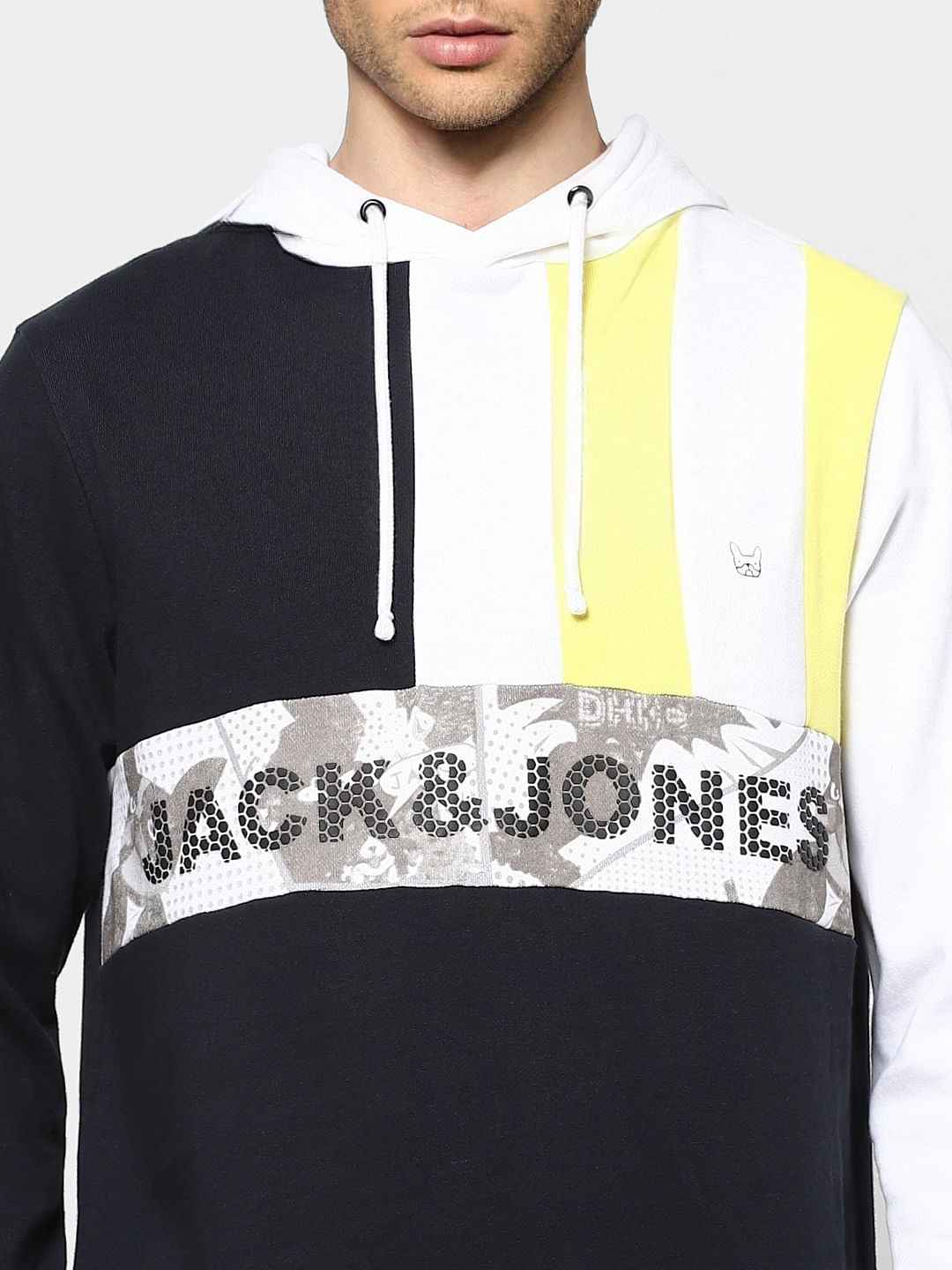 Blue Colourblocked Hooded Sweatshirt
