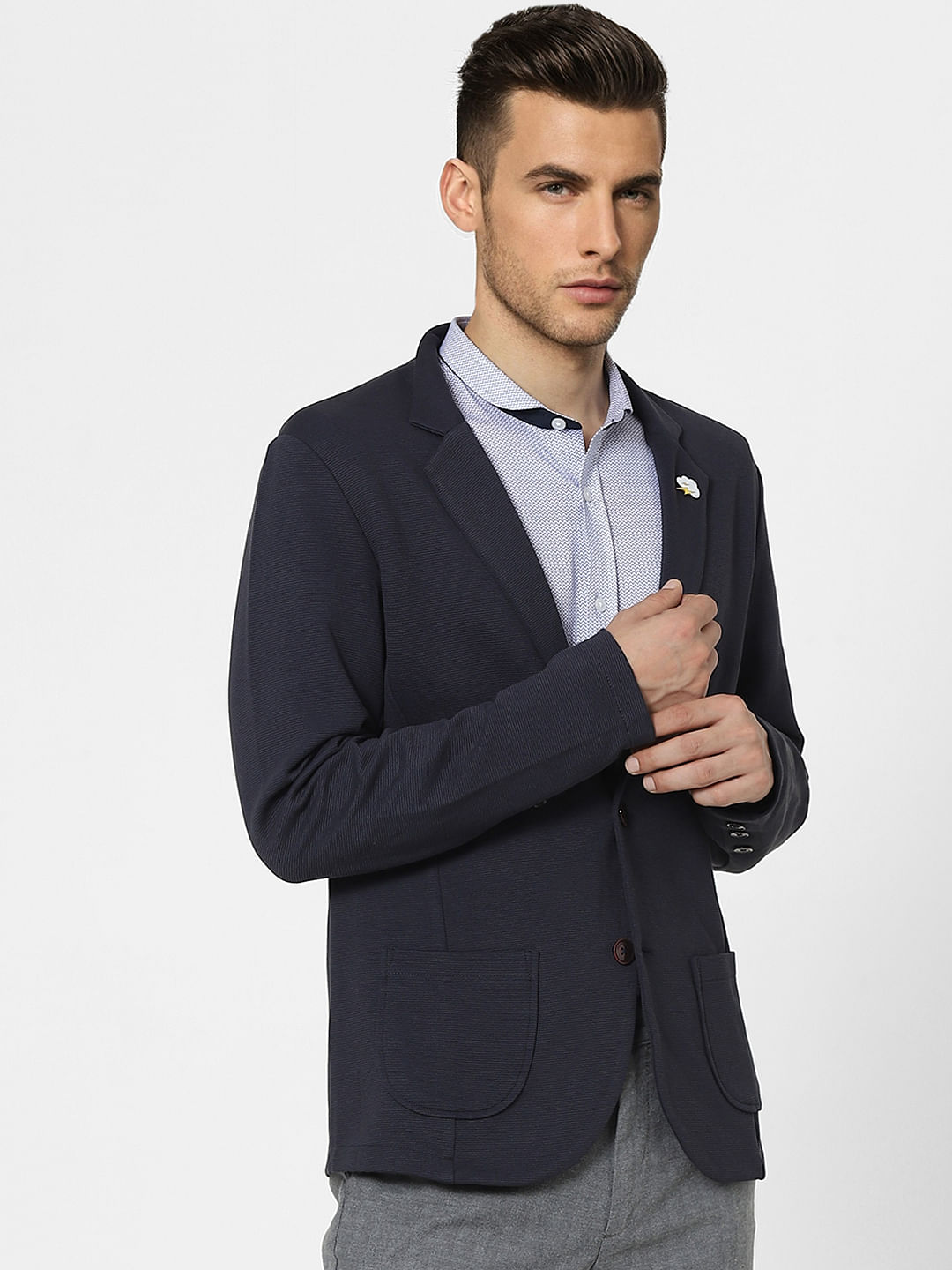 Blue Knit Formal Blazer