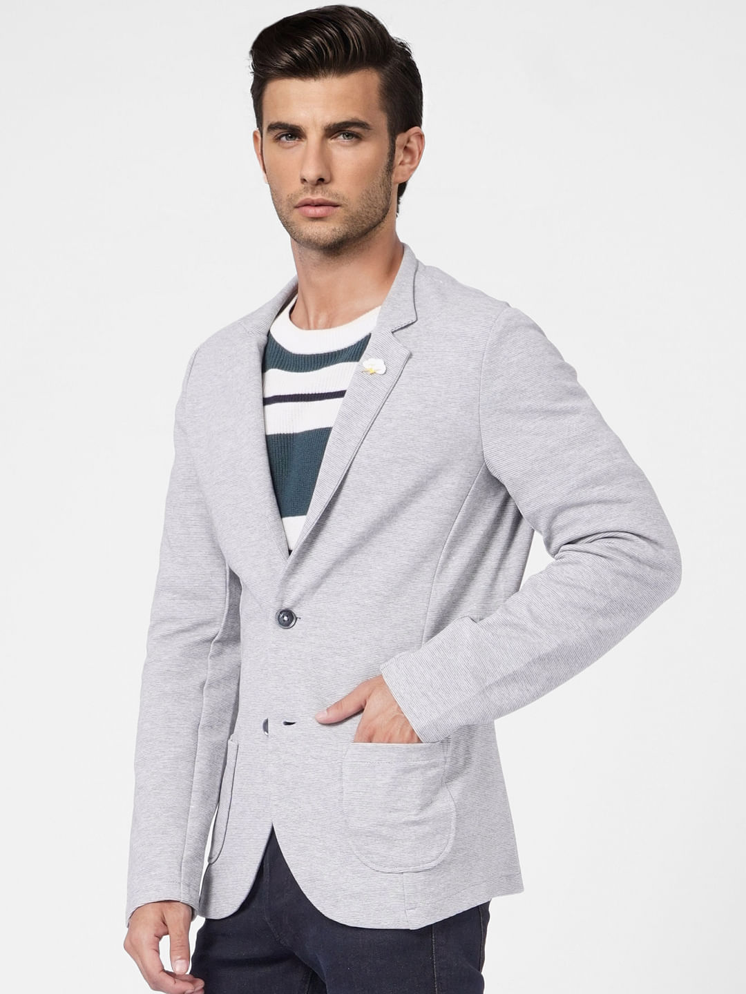 Light Grey Knitted Blazer