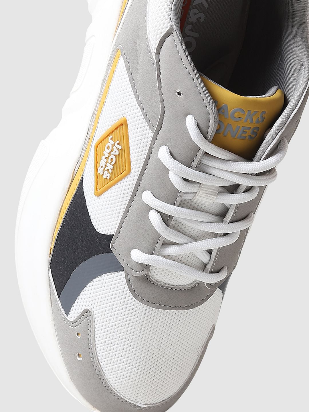 Grey & Mustard Colourblocked Sneakers
