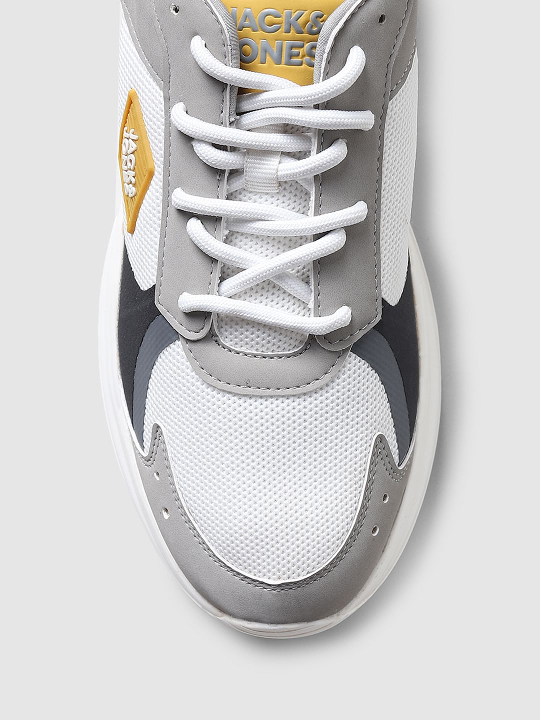 Grey & Mustard Colourblocked Sneakers