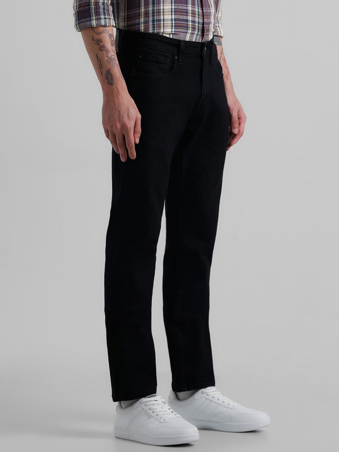 Black Mid Rise Clark Regular Fit Jeans
