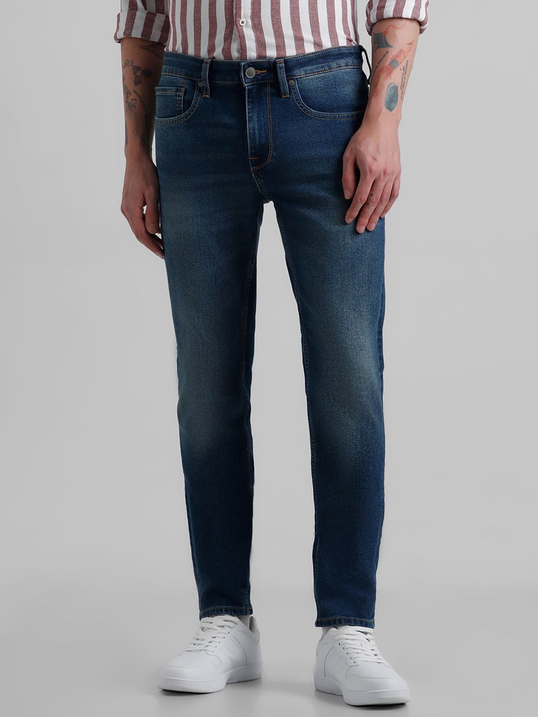 Blue Low Rise Washed Glenn Slim Jeans