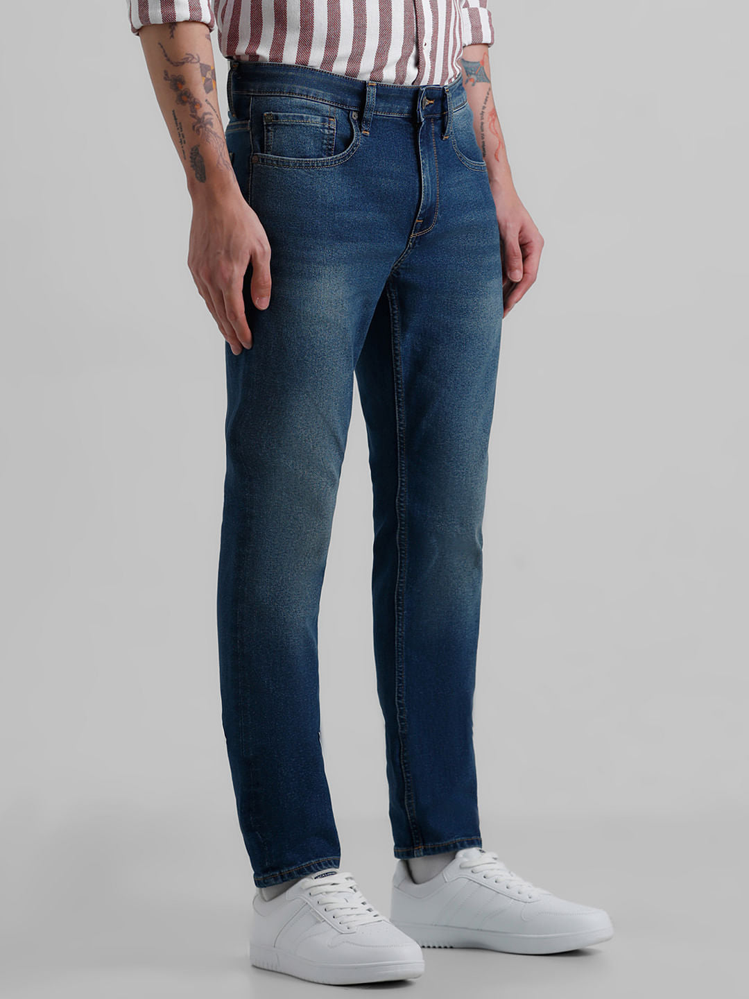 Blue Low Rise Washed Glenn Slim Jeans