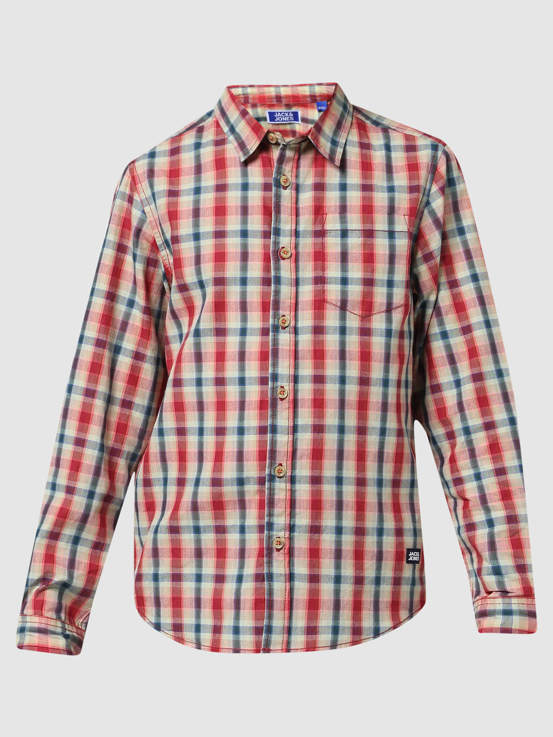 Boys Beige Check Cotton Shirt