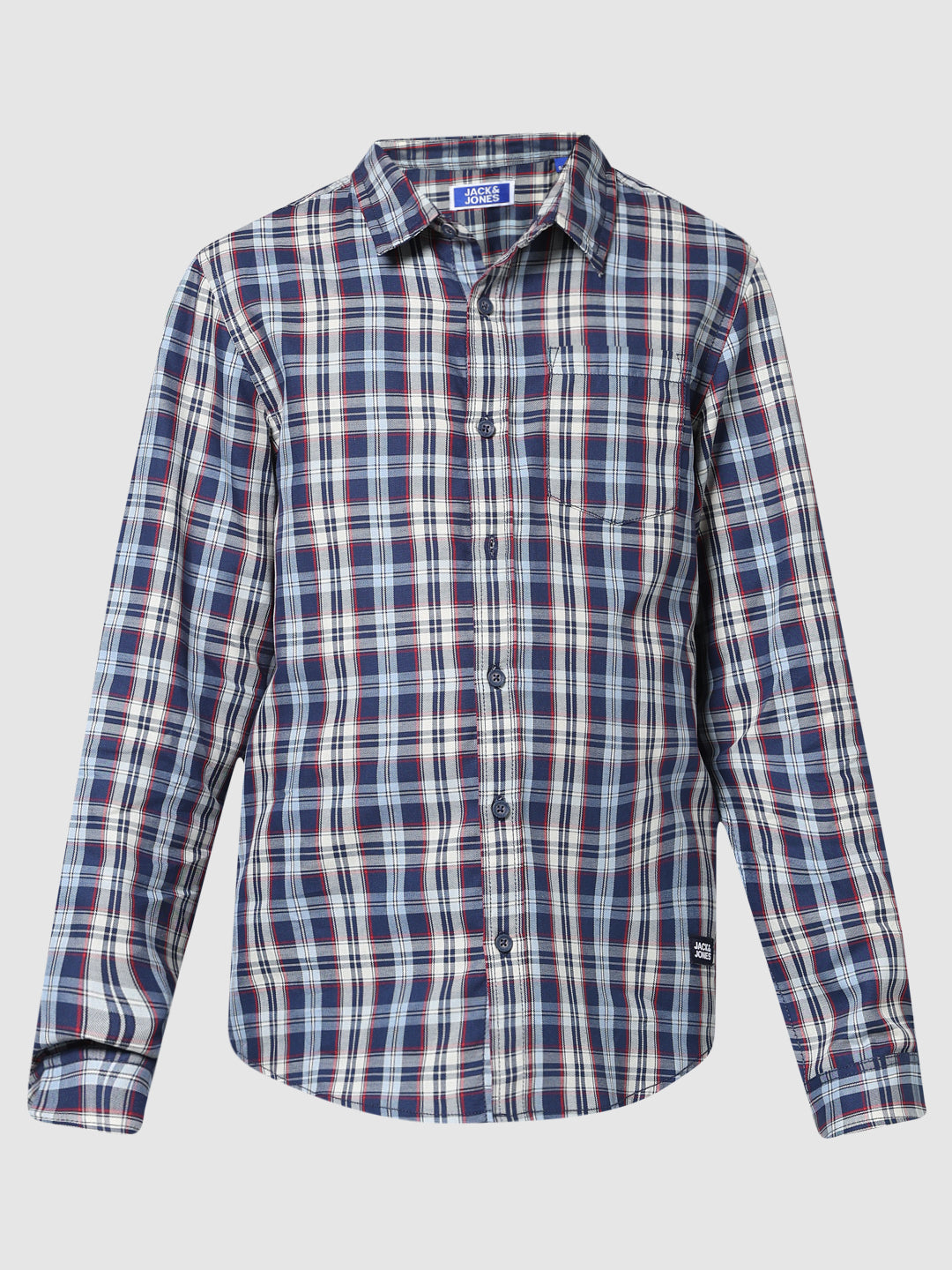 Boys Navy Check Cotton Shirt