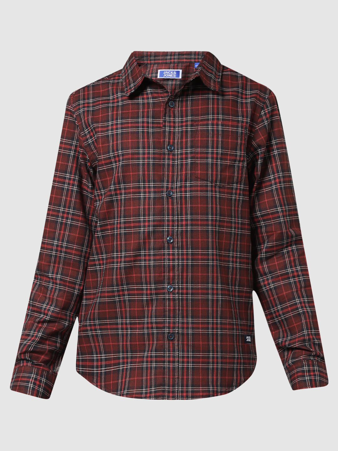 Boys Dark Red Check Cotton Shirt