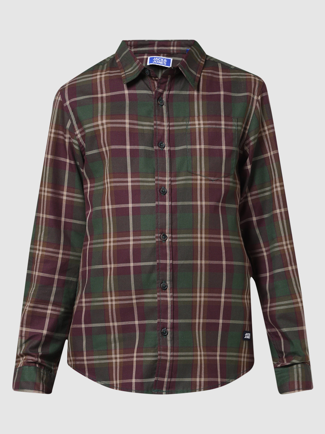 Boys Wine Check Cotton Shirt
