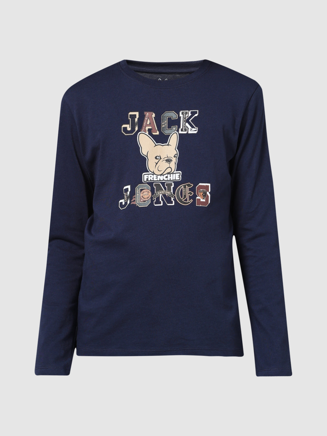 Boys Navy Printed Cotton T-shirt