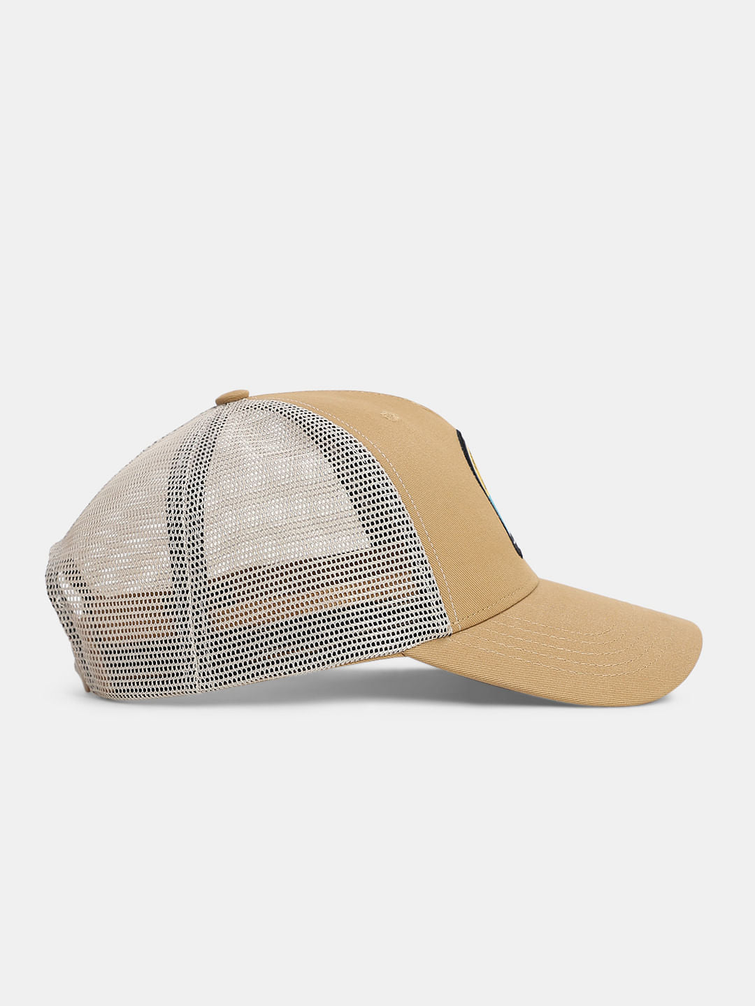 Beige Mesh Printed Baseball Cap