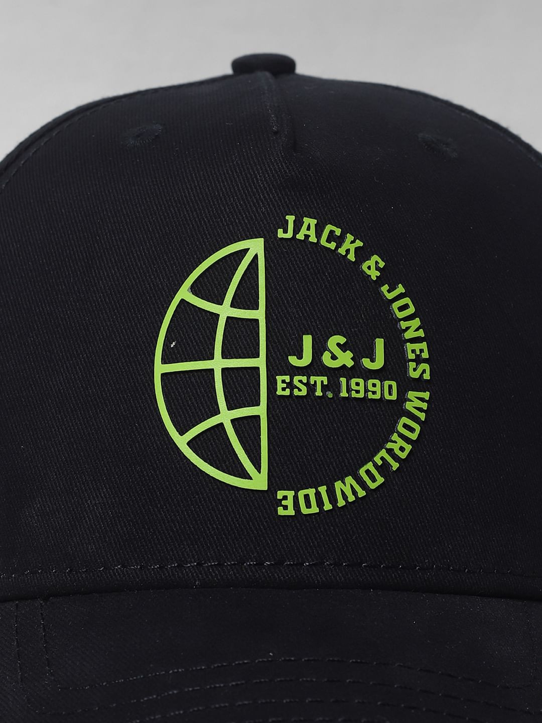 Black Neon Logo Print Baseball Cap