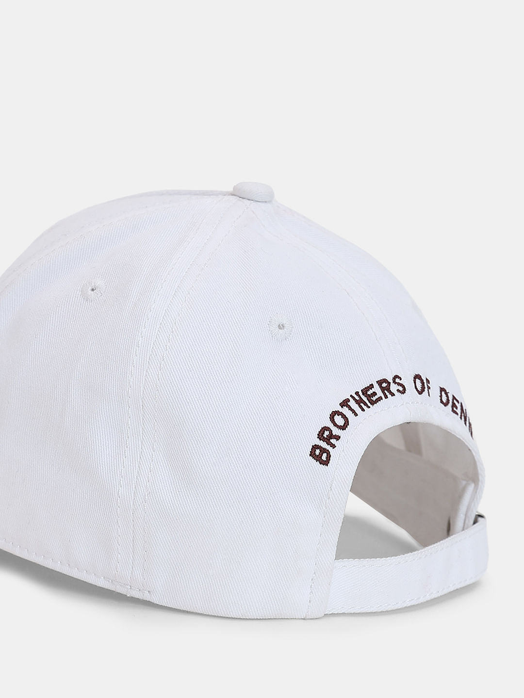White Logo Print Baseball Cap