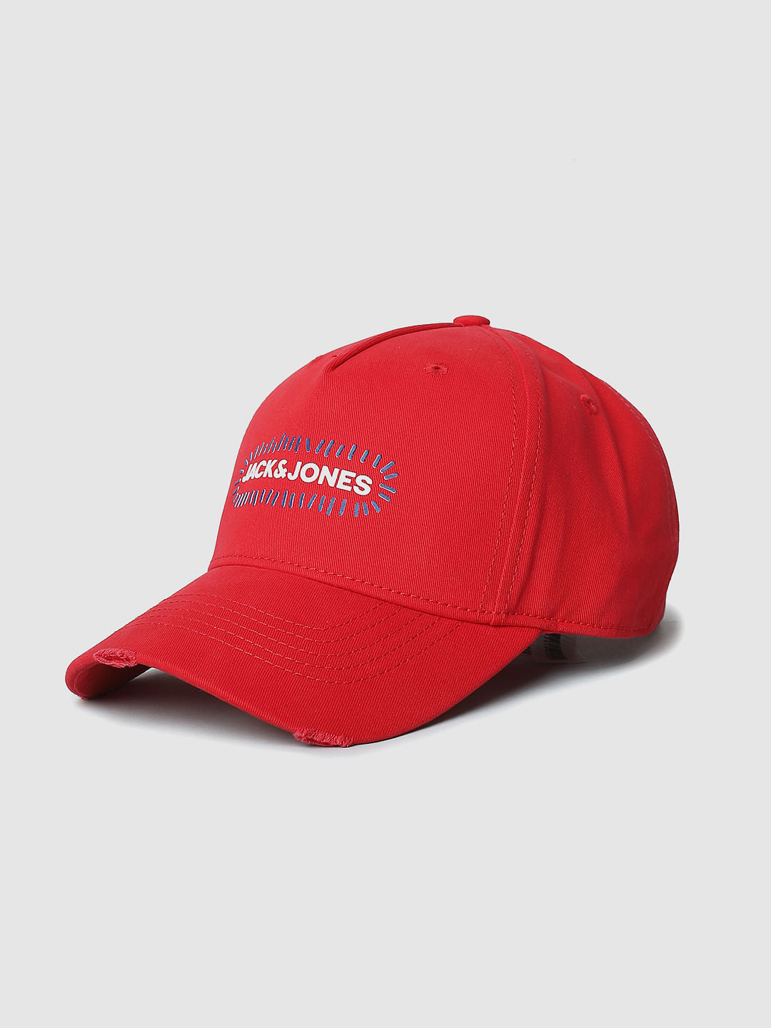 Red Logo Print Baseball Cap