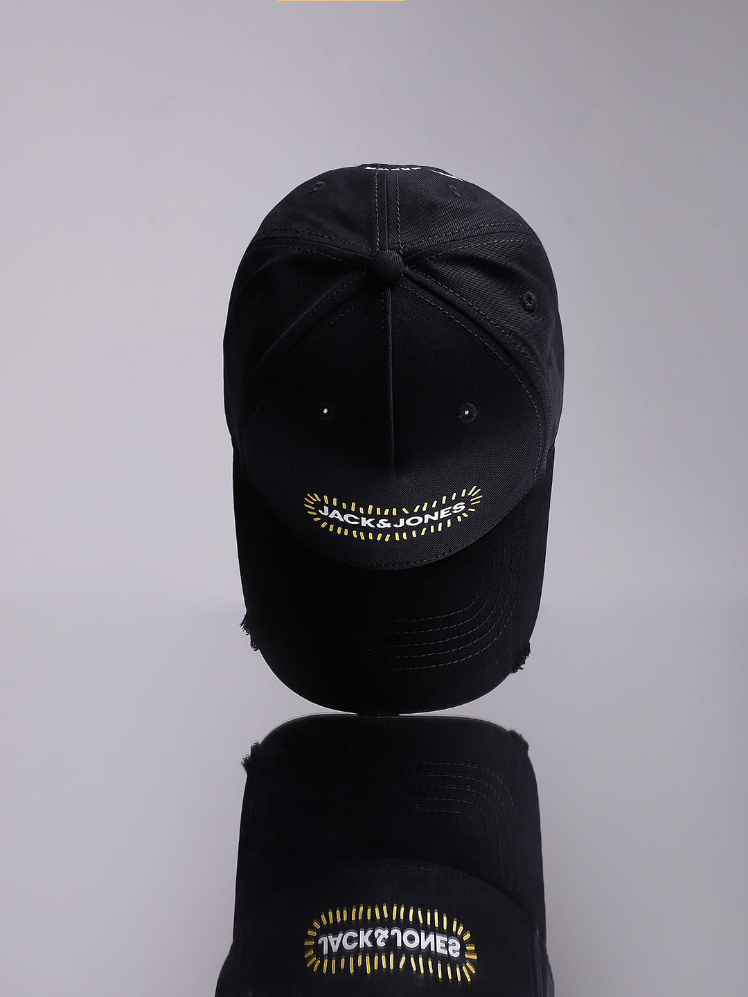 Black Logo Print Baseball Cap