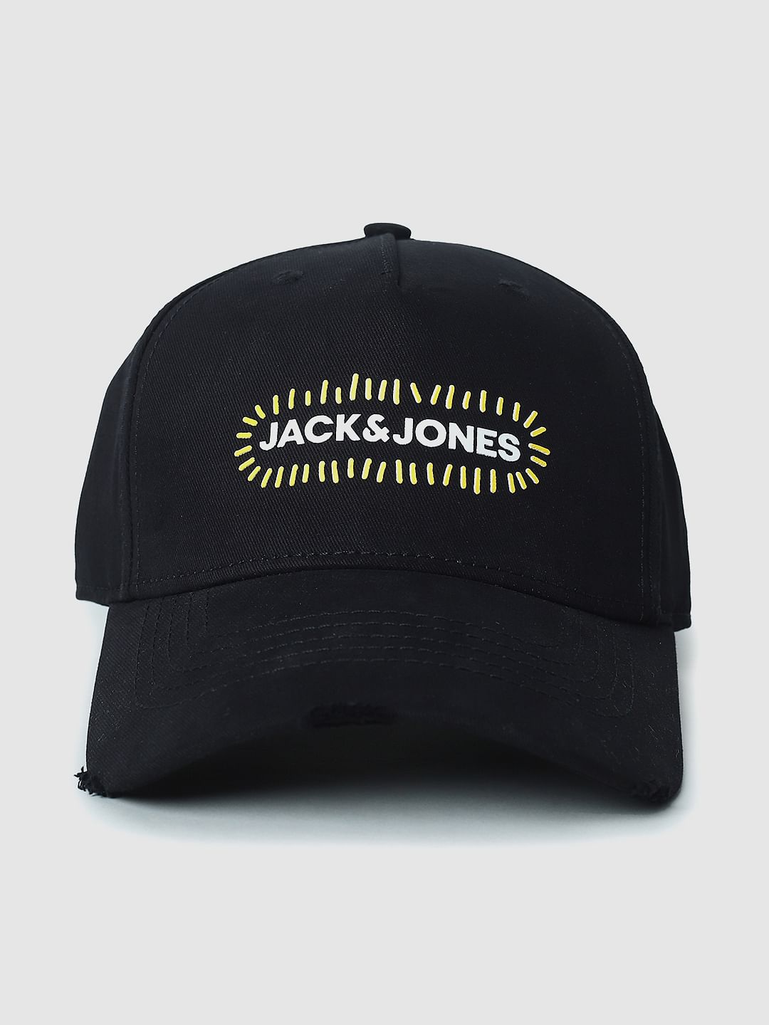 Black Logo Print Baseball Cap