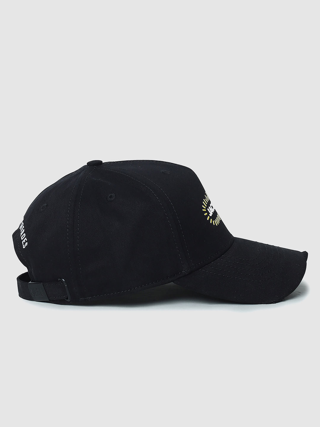 Black Logo Print Baseball Cap