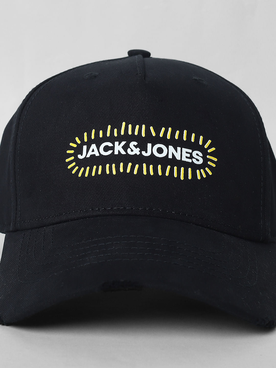 Black Logo Print Baseball Cap
