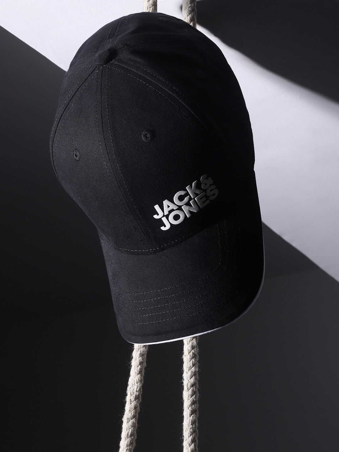Black Contrast Logo Print Baseball Cap