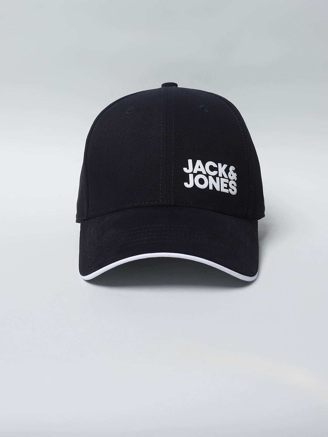 Black Contrast Logo Print Baseball Cap